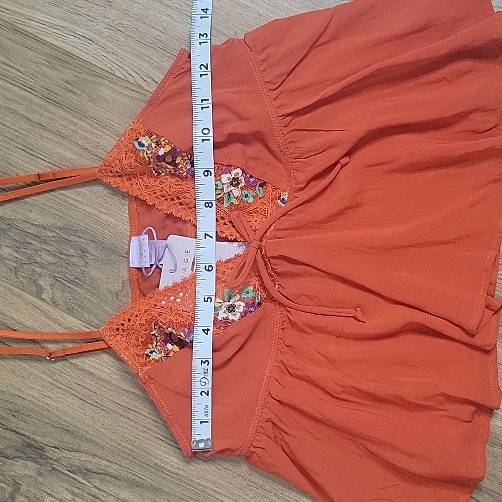 Savage X Fenty Dolled Up Sleep Cami Spiced Orange with Lace Cheeky - Picture 8 of 15